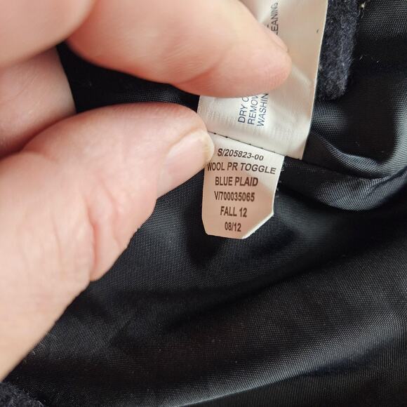 Gap Duffle Coat Womens Small Navy Windowpane Toggle Hooded Wool Blend Fall 2012 - Picture 13 of 13